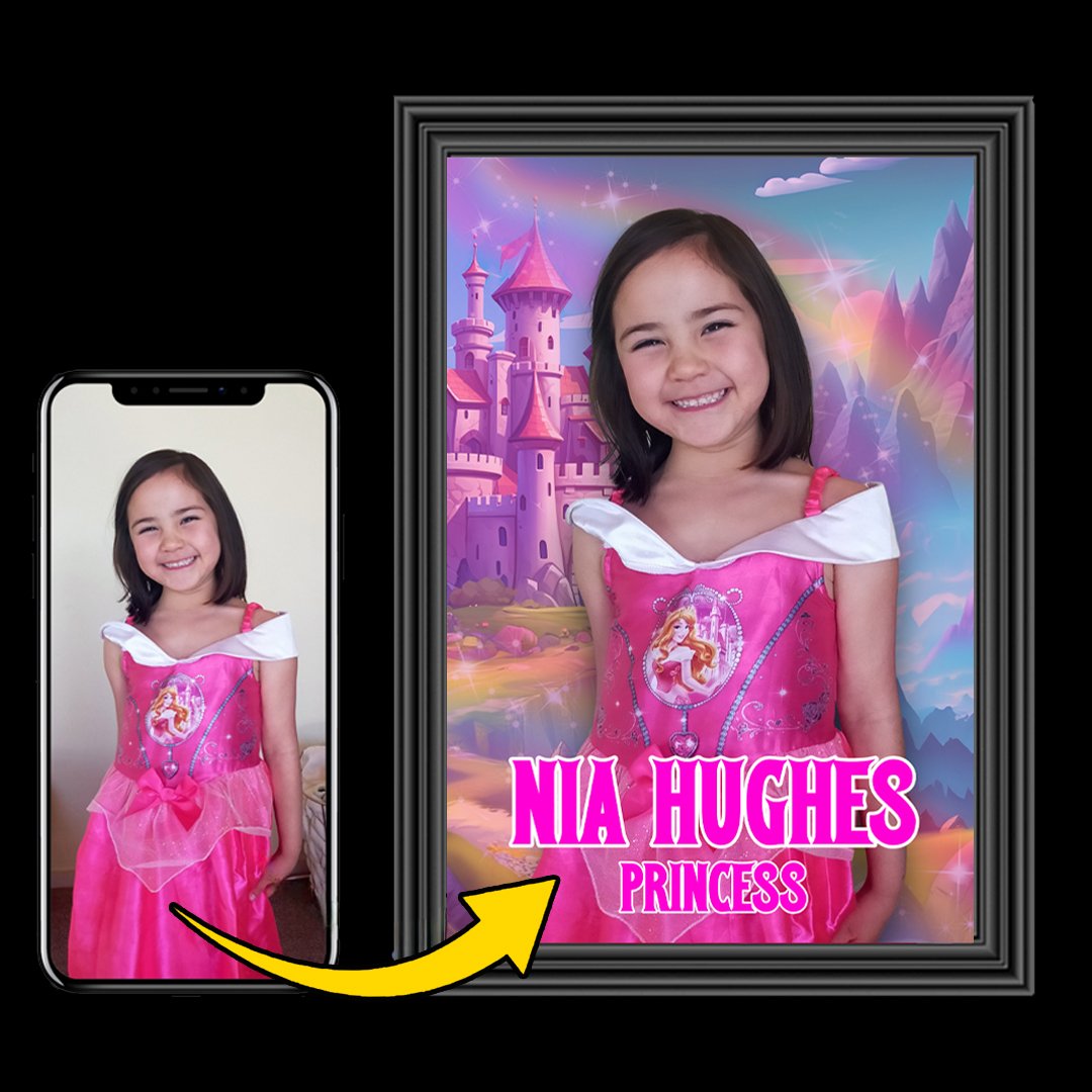 An original phone photo transformed into a personalized princess poster